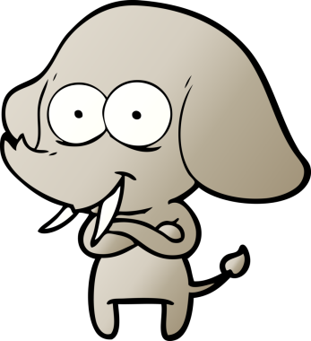 Bir insan tarafından çizilmiş mutlu bir fil.