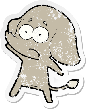 Bir insan tarafından çizilmiş belirsiz bir filin sıkıntılı çıkartması.