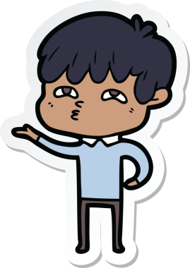 Bir insan tarafından çizilmiş garip bir adamın çıkartması.