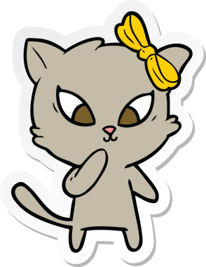 Bir insan tarafından çizilmiş çizgi film kedisinin çıkartması.