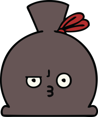 Bir insan tarafından çizilmiş şirin bir çuval karikatürü