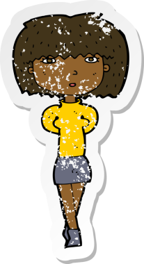 Bir insan tarafından çizilmiş utangaç bir karikatür çıkartması.