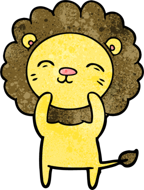 Bir insan tarafından çizilmiş çizgi film aslanı.