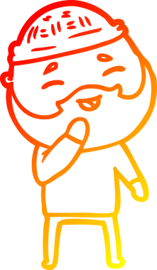 Bir insan tarafından çizilmiş mutlu sakallı bir adamın çizgi çizimi.