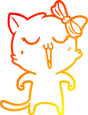 Bir insan tarafından çizilmiş çizgi film kedisinin sıcak çizgi çizimi