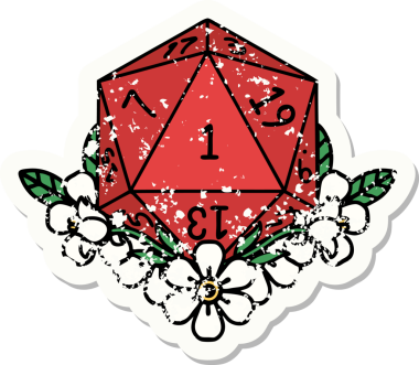 Doğal bir zarın grunge sticker 'ı bir insan tarafından çizilmiş çiçek elementleriyle yuvarlanıyor.