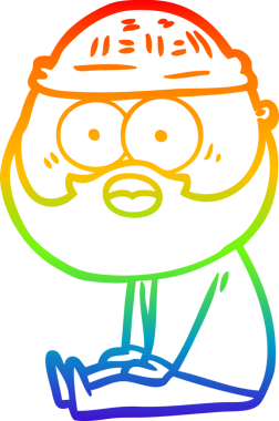 Gökkuşağı gradyan çizgi çizimi bir insan tarafından çizilmiş sakallı bir adamın