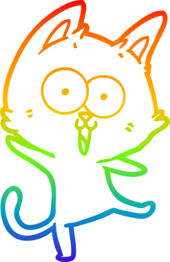 gökkuşağı gradyan çizimi bir insan tarafından çizilmiş komik bir çizgi film kedisi