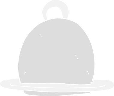 Bir insan tarafından çizilmiş yemek servisinin düz renk çizimi