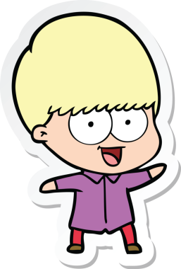 Bir insan tarafından çizilmiş mutlu bir çizgi film çocuğunun çıkartması.