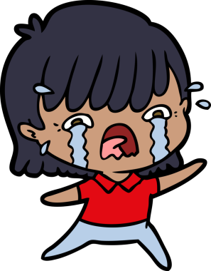 Bir insan tarafından çizilmiş ağlayan çizgi film kızı.