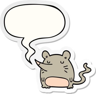 bir insan tarafından çizilmiş konuşma kabarcığı etiketli çizgi film faresi