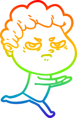 Bir insan tarafından çizilmiş kızgın bir adamın çizdiği gökkuşağı gradyanı çizimi