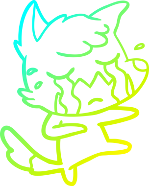 Bir insan tarafından çizilmiş ağlayan tilki çizgi filminin soğuk gradyan çizimi.