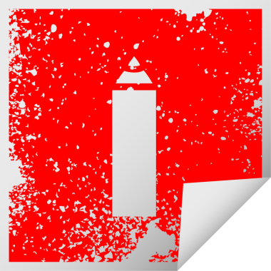 Bir insan tarafından çizilmiş mavi bir kalemin kare soyulmuş çıkartması.