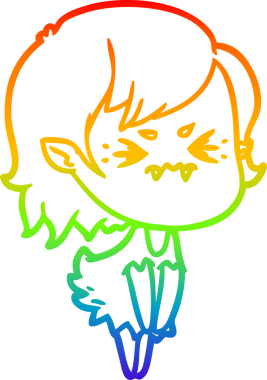 Gökkuşağı gradyan çizgi çizimi Bir insan tarafından çizilmiş rahatsız bir vampir kız çizgi filmi