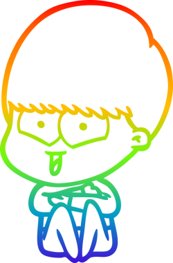 gökkuşağı gradyan çizgi çizimi bir insan tarafından çizilmiş mutlu bir çocuk