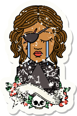 Retro Dövme Tarzı Ağlayan İnsan Haydut Doğal bir d20 ruloyla Bir insan tarafından çizilmiş