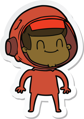 Bir insan tarafından çizilmiş mutlu bir astronotun çıkartması.