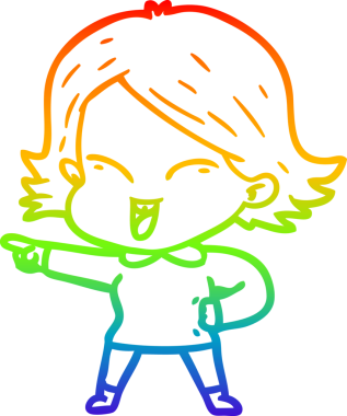 gökkuşağı gradyan çizimi mutlu bir çizgi film kızı bir insan tarafından çizildi