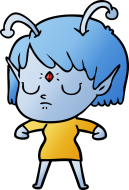 Bir insan tarafından çizilmiş uzaylı kız.