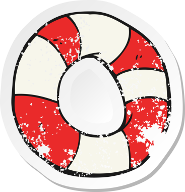 Bir insan tarafından çizilmiş karikatür hayat halkasının gerilimli yapıştırması.