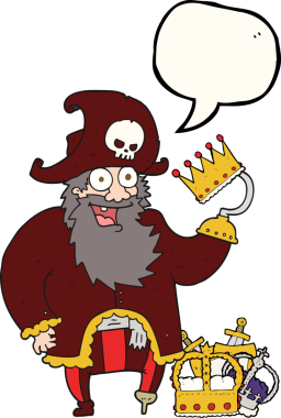 Bir insan tarafından çizilmiş serbest konuşma balonu karikatürü korsan kaptan