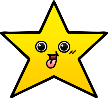 Bir insan tarafından çizilmiş altın yıldızın gölgeli karikatürü