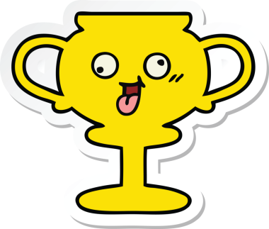 Bir insan tarafından çizilmiş şirin bir karikatür kupasının çıkartması.