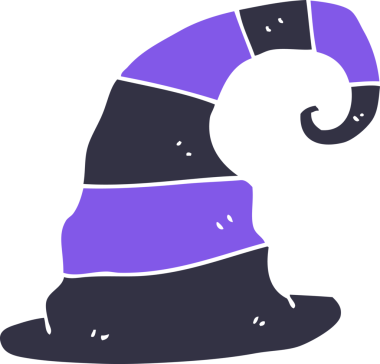 Bir insan tarafından çizilmiş cadı şapkasının düz renk çizimi