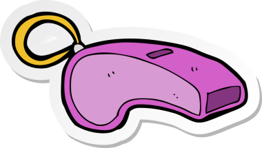 Bir insan tarafından çizilmiş bir karikatür düdüğü çıkartması.