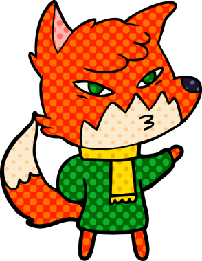 Bir insan tarafından çizilmiş akıllı çizgi film tilkisi.