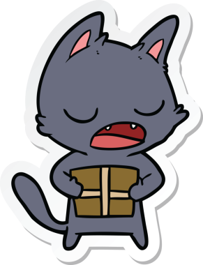 Bir insan tarafından çizilmiş konuşan kedi karikatürü.