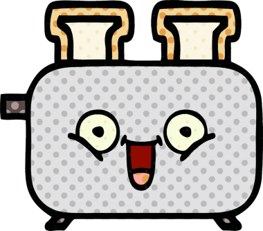 Bir insan tarafından çizilmiş bir ekmek kızartma makinesinin çizgi filmi.