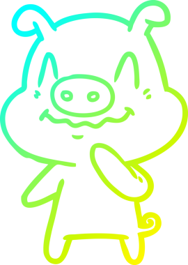 Bir insan tarafından çizilmiş bir domuz çizgi filminin soğuk gradyanı.