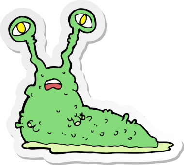 Bir insan tarafından çizilmiş iğrenç bir sümüklü böceğin çıkartması.