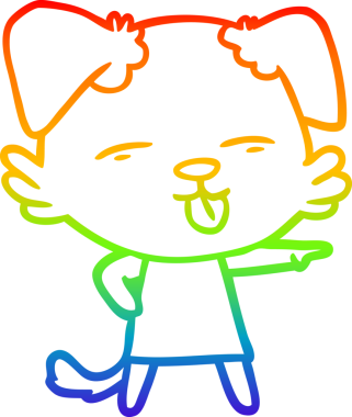 gökkuşağı gradyan çizgi çizimi bir insan tarafından çizilmiş dili dışarı çıkaran bir köpek