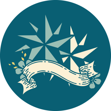 bir insan tarafından çizilmiş yıldız pankartıyla dövme biçimi simgesi