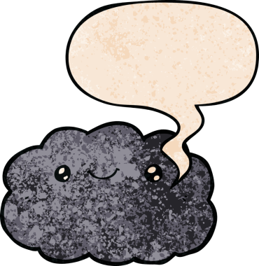 Konuşma baloncuğu olan karikatür bulutu insan tarafından çizilmiş retro doku.