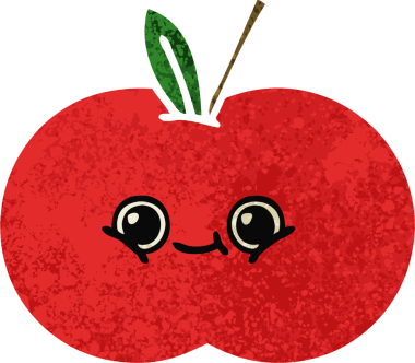 Bir insan tarafından çizilmiş kırmızı elmanın retro çizim tarzı karikatürü