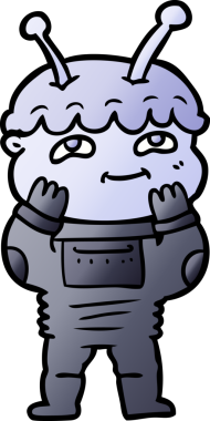 Bir insan tarafından çizilmiş karikatür uzay adamı.