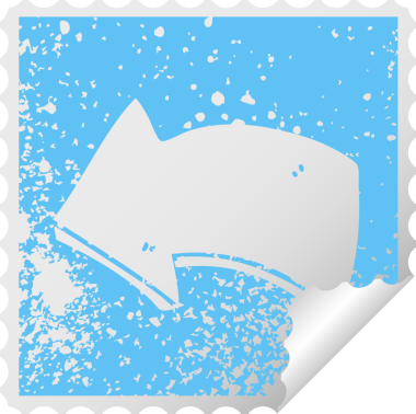 Bir insan tarafından çizilmiş sıkıntılı kare soyma etiketi ilginç sembol oku