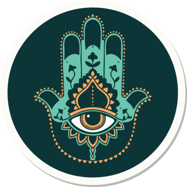 Bir insan tarafından çizilmiş geleneksel bir hamza stili dövme çıkartması.