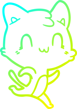 Bir insan tarafından çizilen mutlu çizgi bir kedinin soğuk gradyan çizimi