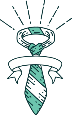 Bir insan tarafından çizilmiş dövme tarzı ofis kravatlı parşömen.