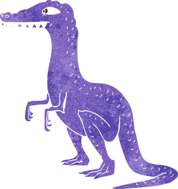 Bir insan tarafından çizilmiş karikatür dinozor.