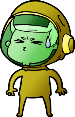 Çizgi film bir insan tarafından çizilmiş astronot.