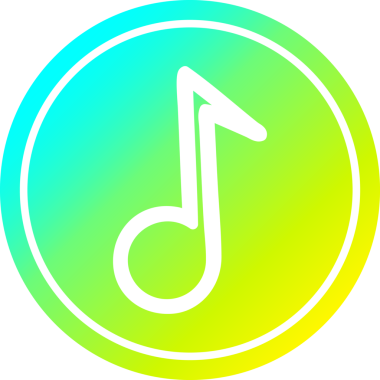 bir insan tarafından çizilen havalı gradyan bitiş grafikli müzik notası dairesel simgesi