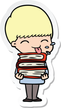 Bir insan tarafından çizilmiş mutlu bir çizgi film çocuğunun çıkartması.