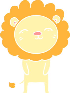 Bir insan tarafından çizilmiş düz renkli çizgi film aslanı